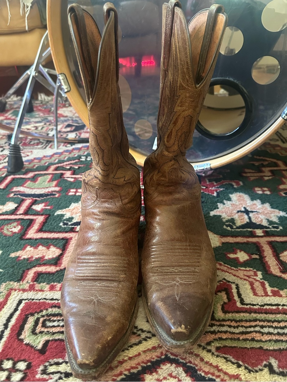 Classic Brown Leather Cowboy Boots - Women